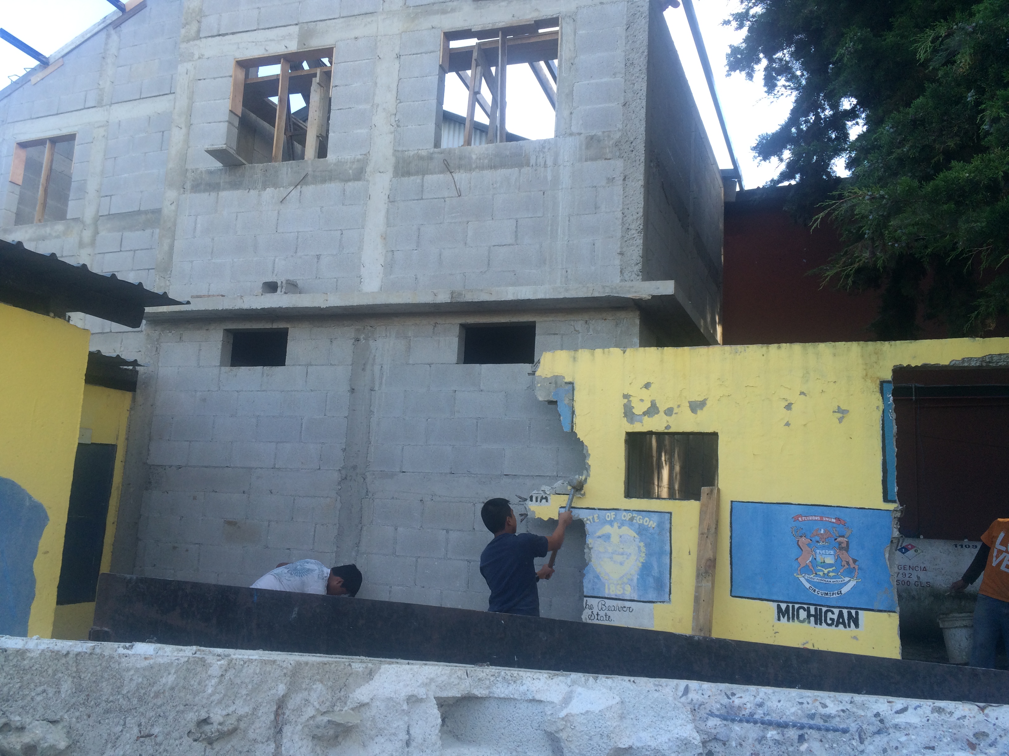 The wall with state pictures is coming down.
