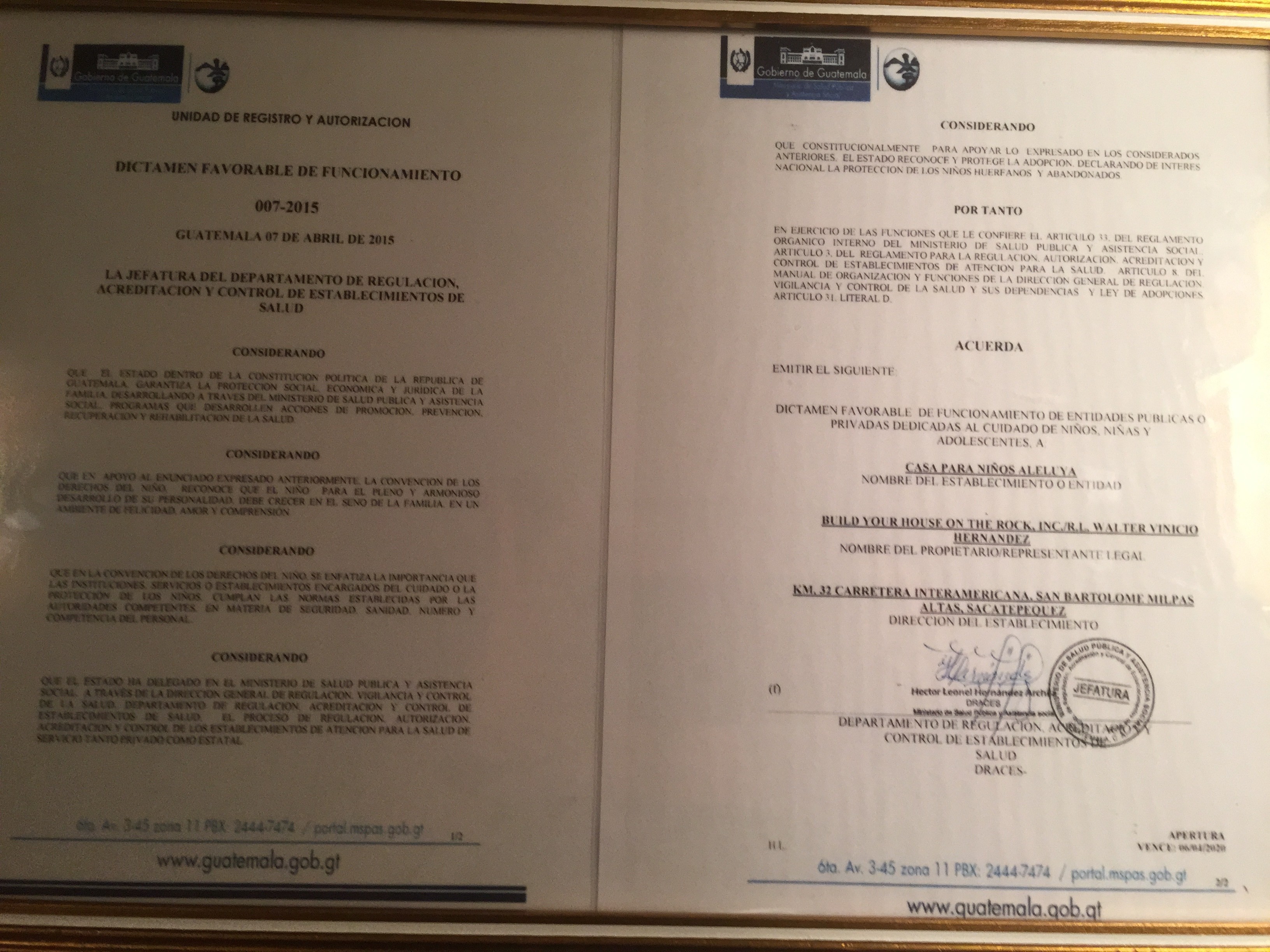 Health certificate
