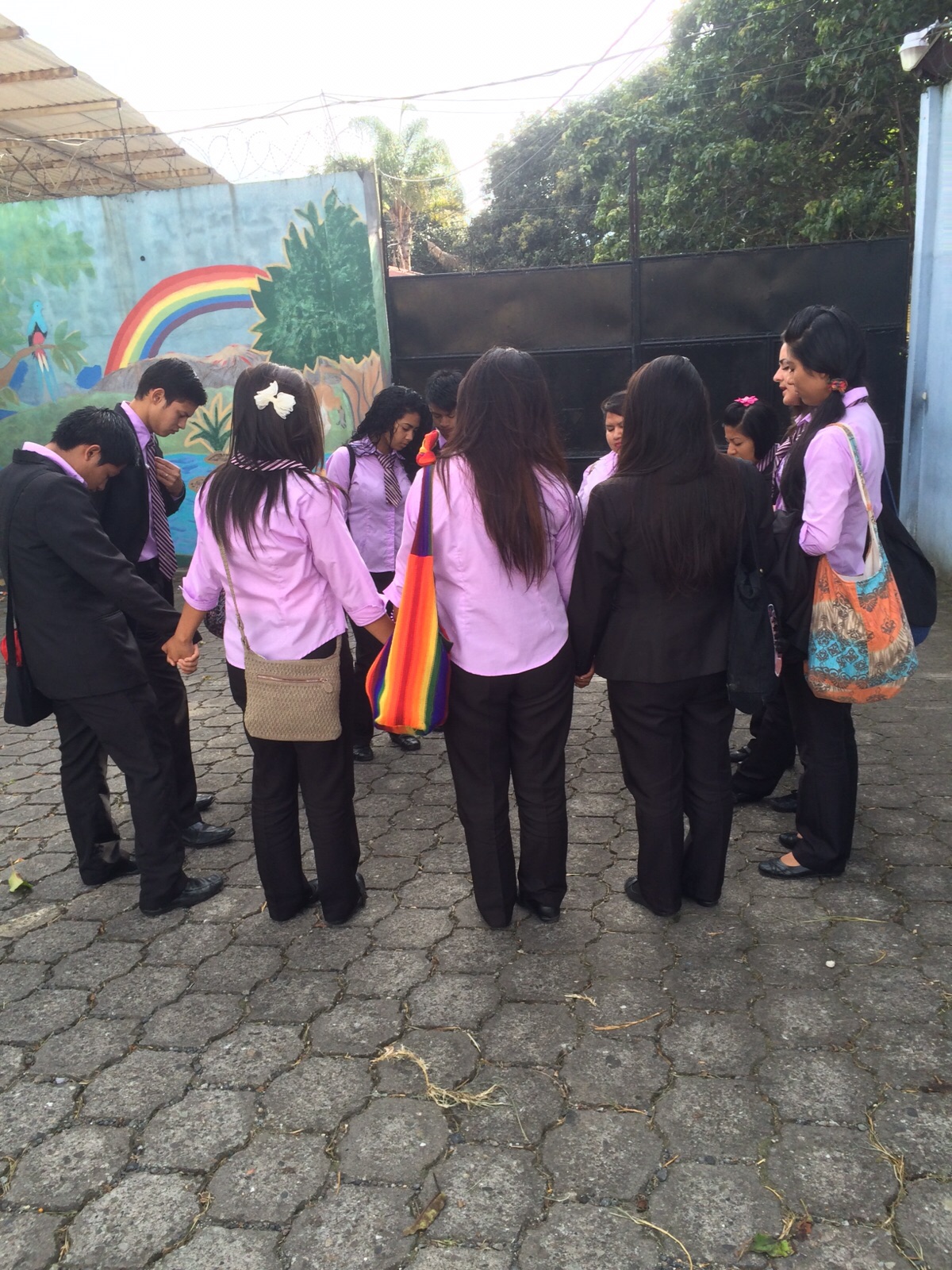 The seniors praying before going to work