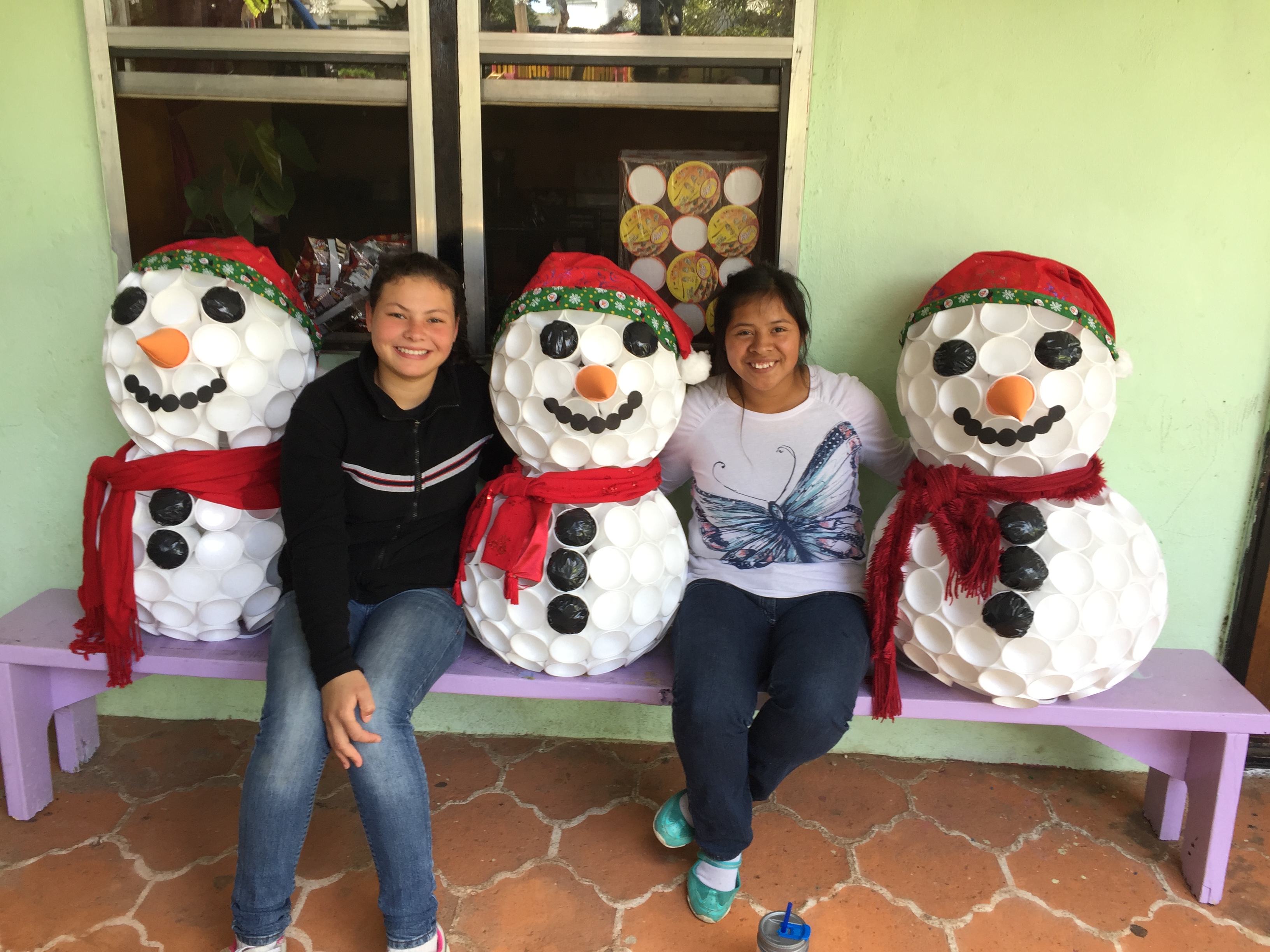 Santa constructed with styrofoam cups.