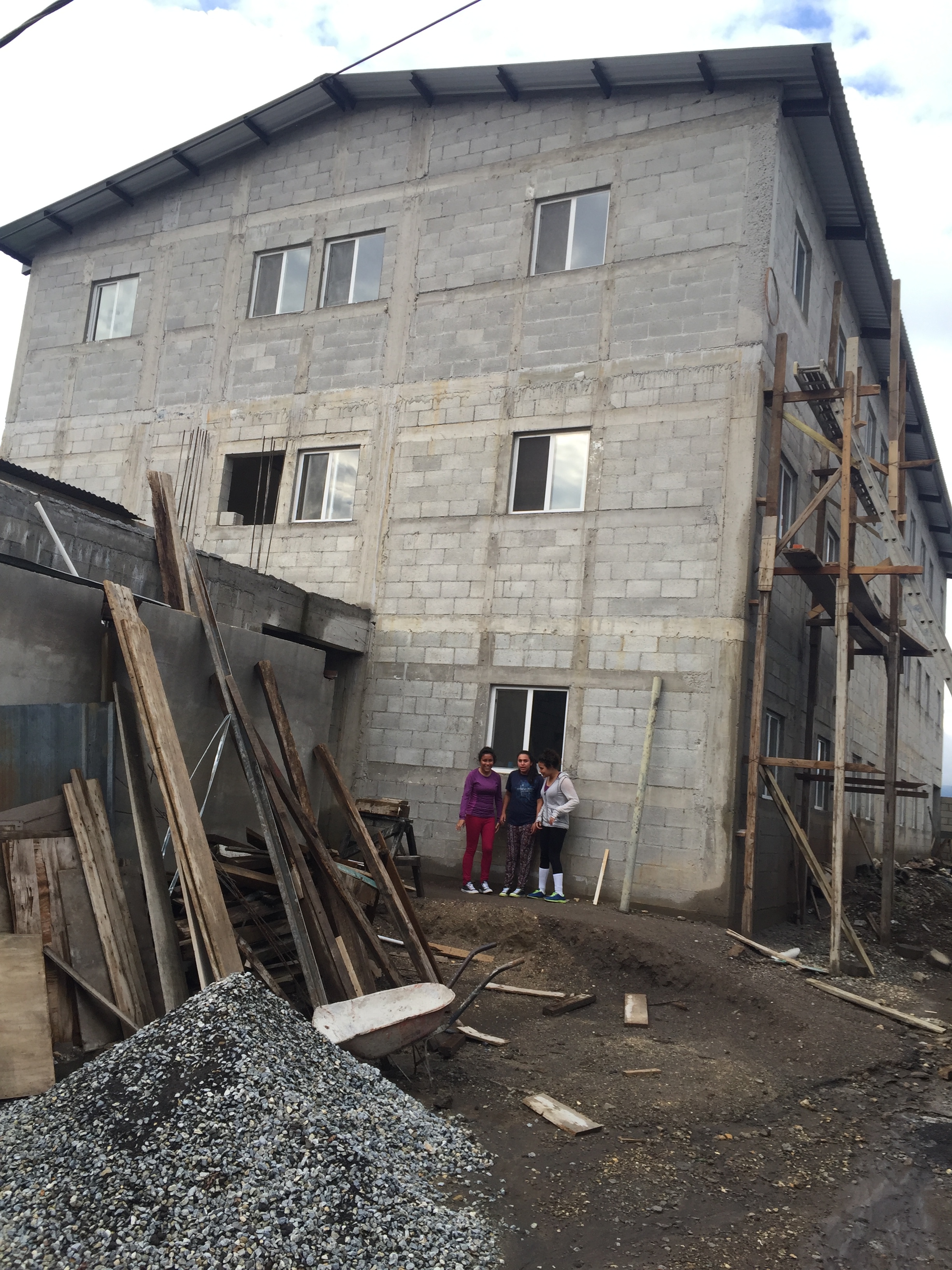We are preparing the building for painting. It is huge.